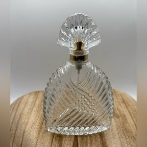 Vintage Clear Glass Perfume Spray Bottle Empty Ribbed Vanity